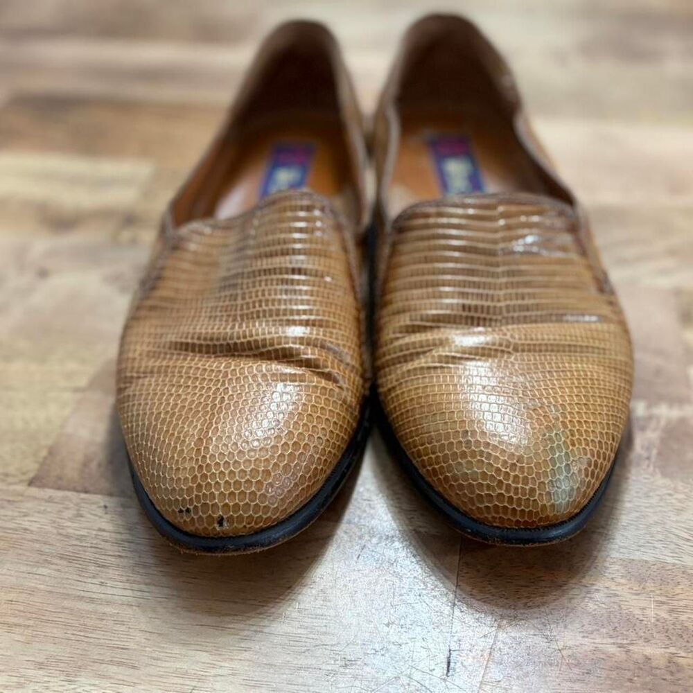 Wens Men's Dress Loafer Slip-on Reptile Patter Tan Square Toe